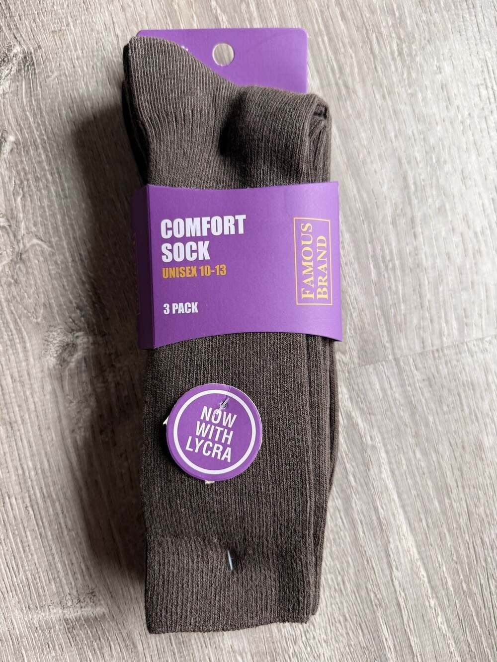 Famous Brand Comfort Sock Unisex 10-13 3-Pack Ribbed Crew Socks